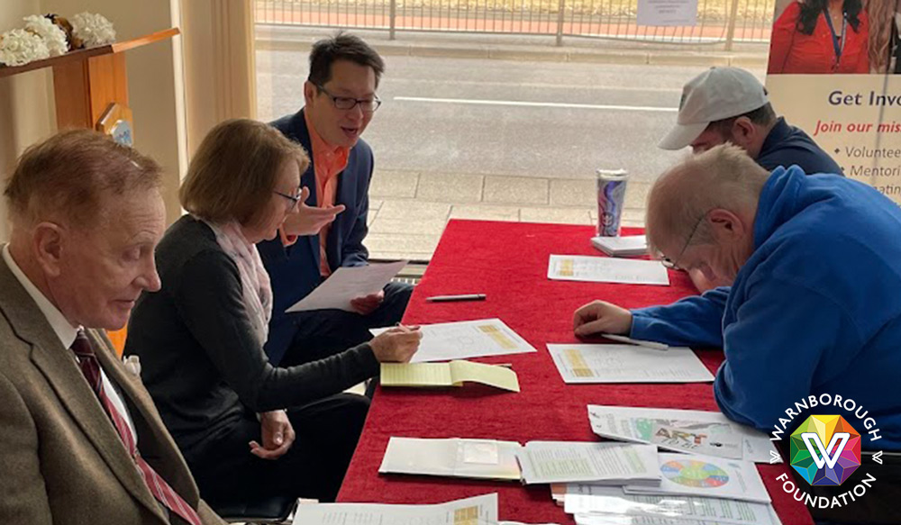 The lyric-writing workshop in progress